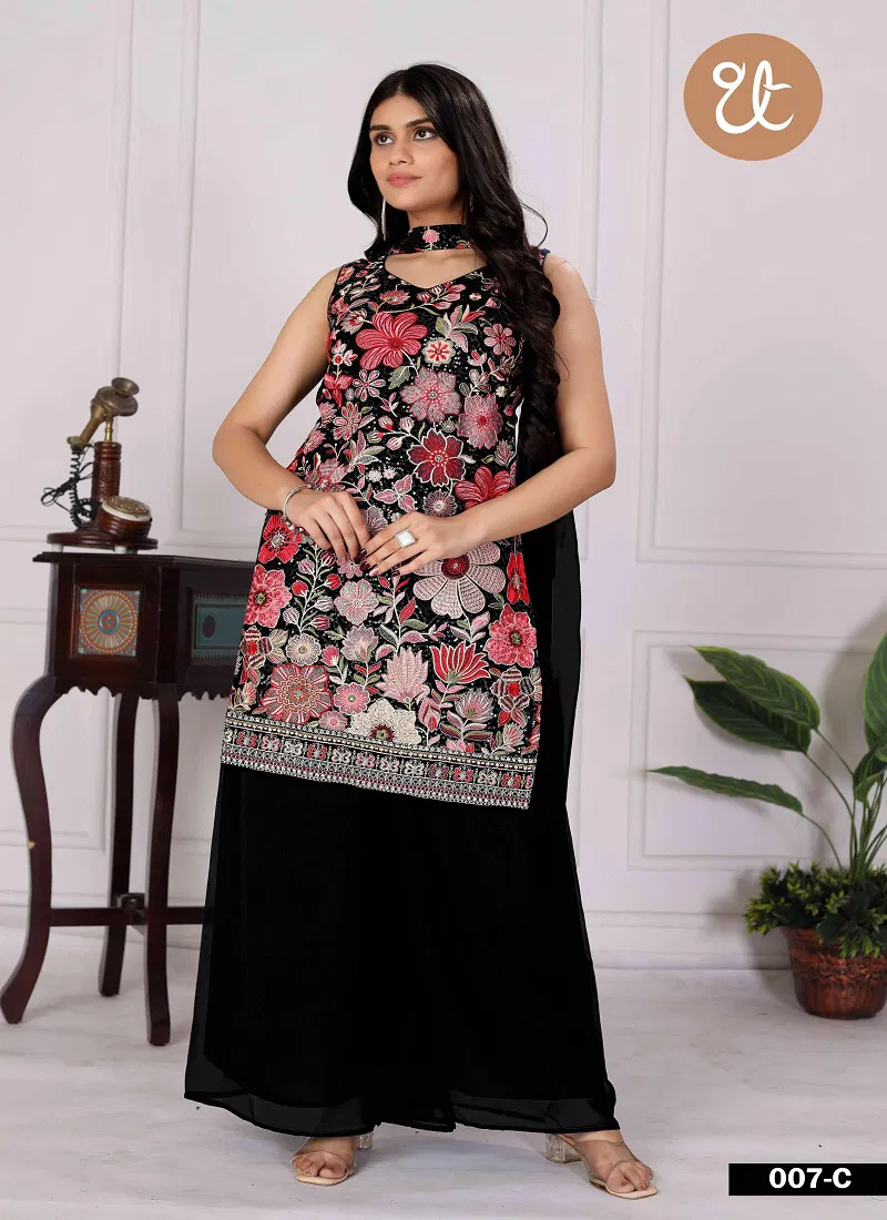 Tt 007 A to D Georgette Embroidery Wholesale Readymade Suits Wholesale Market